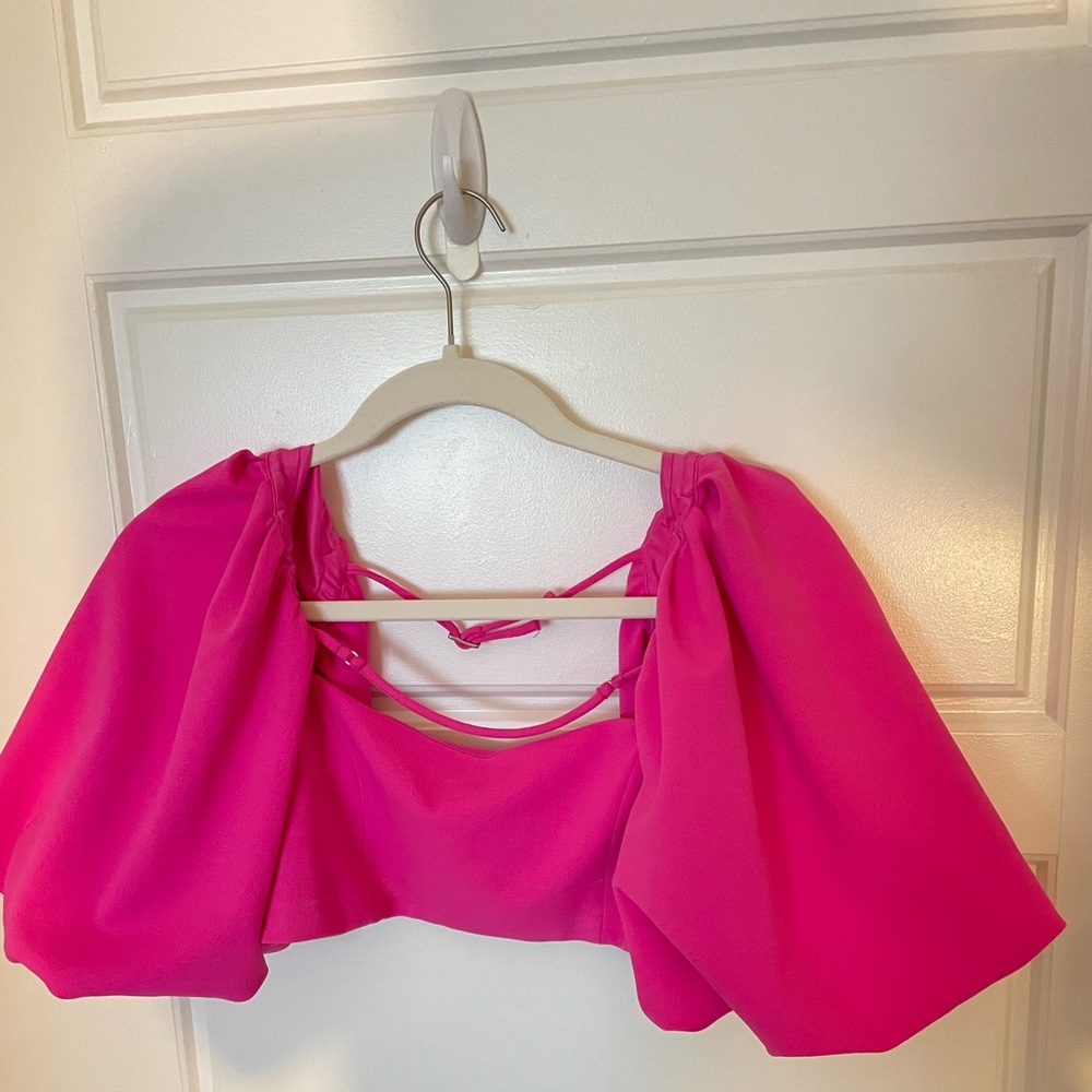 Zara pink crop blouse